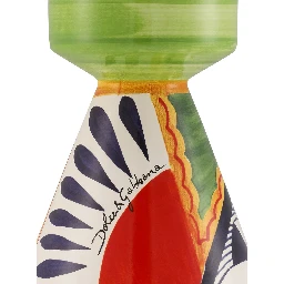 Multicolor Candle Holder with All-Over Graphic Print and Logo Lettering on the Front in Ceramic Home