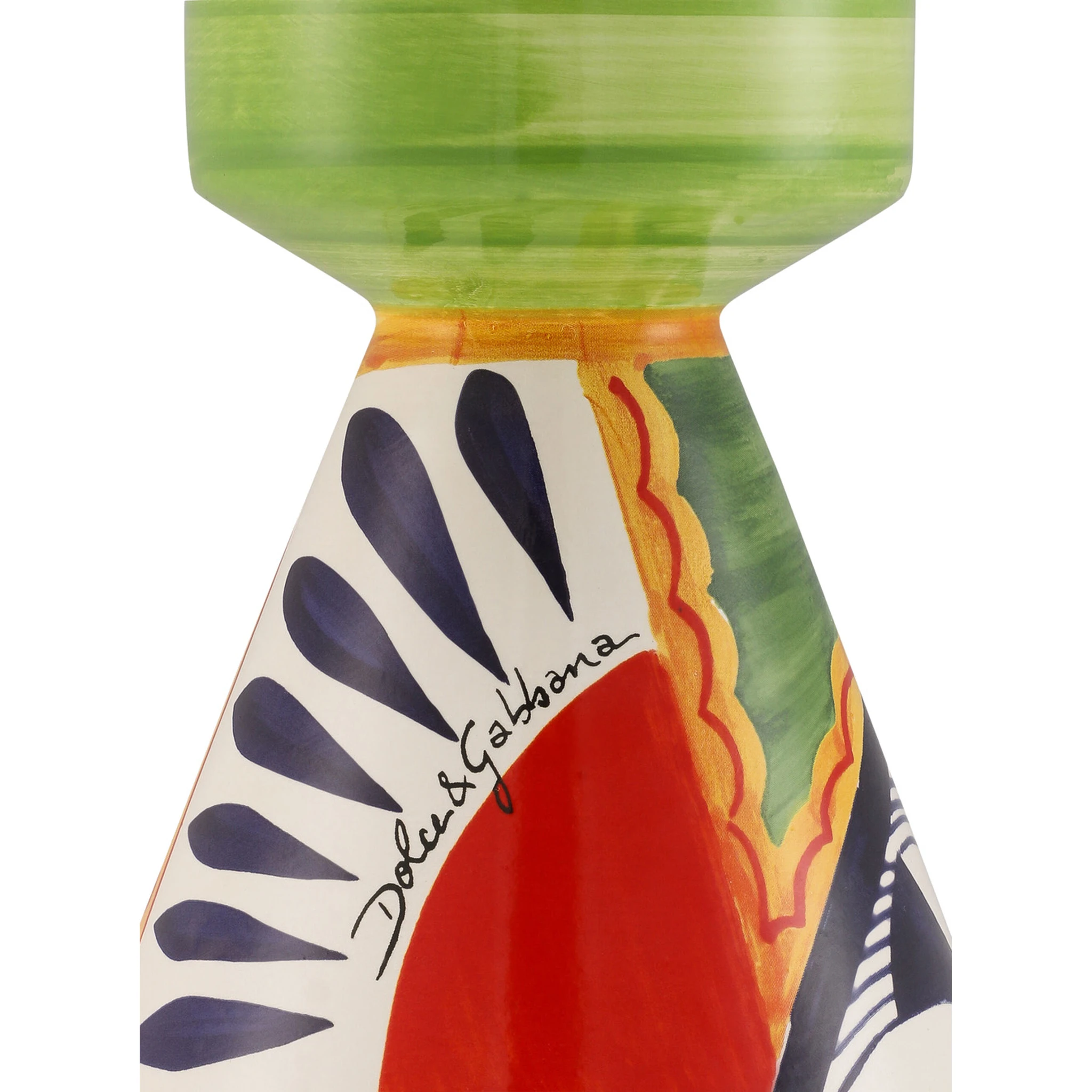 Multicolor Candle Holder with All-Over Graphic Print and Logo Lettering on the Front in Ceramic Home