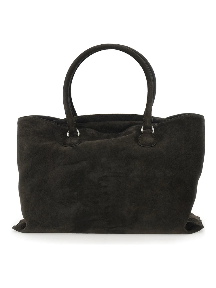 Shell Brot Large Brown Shopper with Two Handles and Key Pendant in Suede Woman alternative