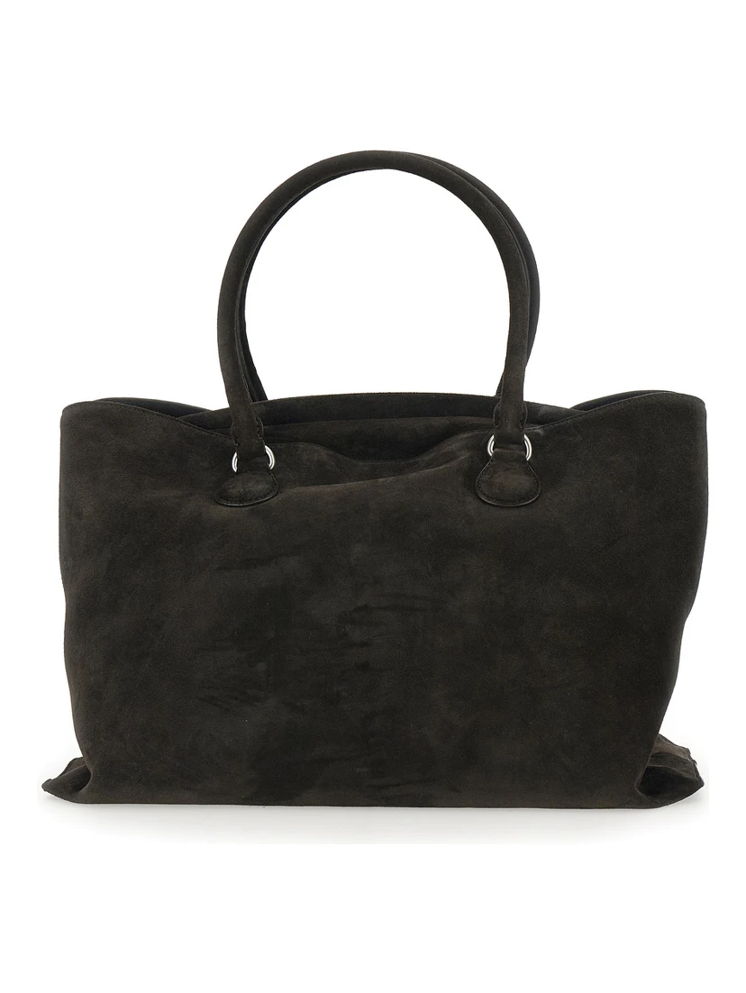 Shell Brot Large Brown Shopper with Two Handles and Key Pendant in Suede Woman