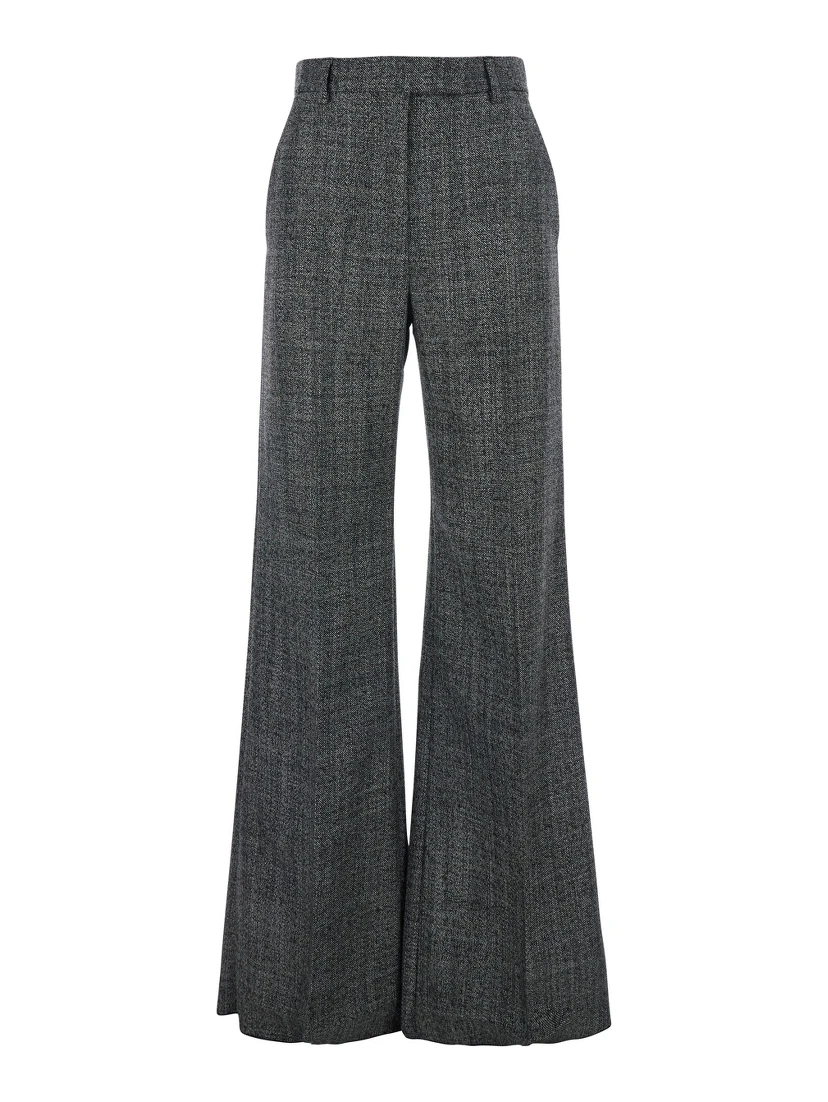 Grey Trousers with Belt Loops and Ironed Pleat in Virgin Wool Woman