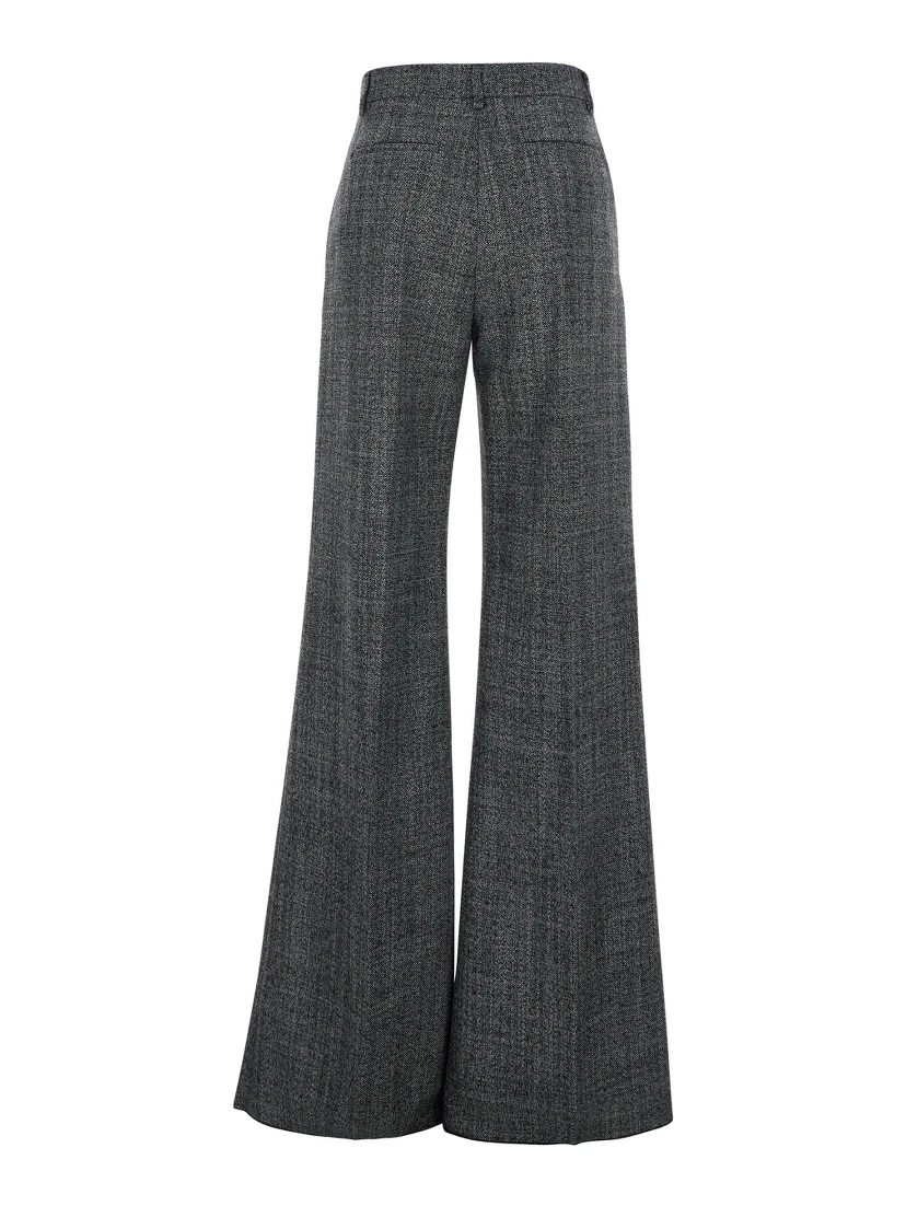 Grey Trousers with Belt Loops and Ironed Pleat in Virgin Wool Woman