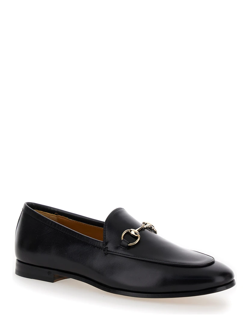 Jordaan Black Loafers with Horsebit Detail in Leather Woman