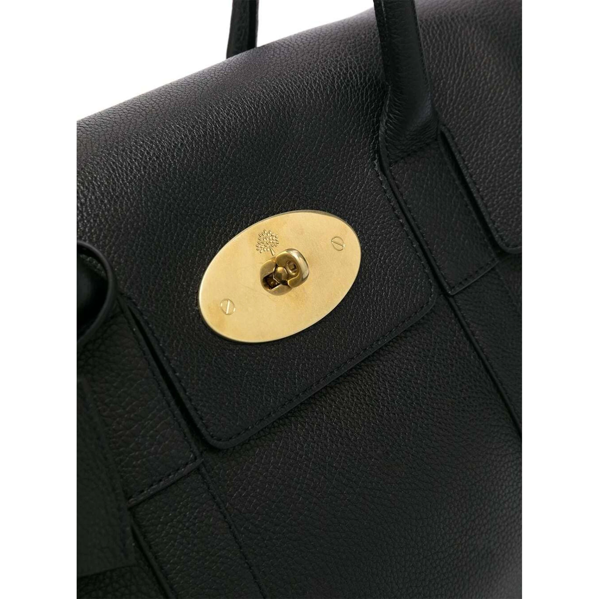 Bayswater Black Handbag with Twist-Lock Fastening in Grainy Leather Woman