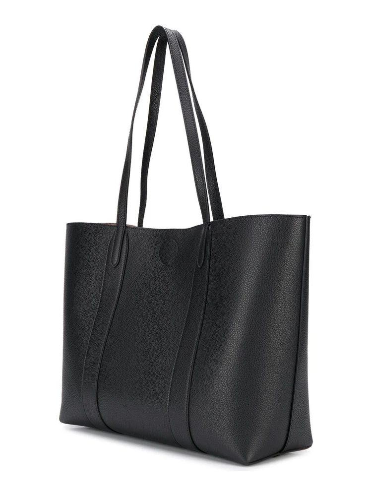 Black Tote Bag with Front Turn-Lock Closure and and Two Top Handles in Leather Woman alternative