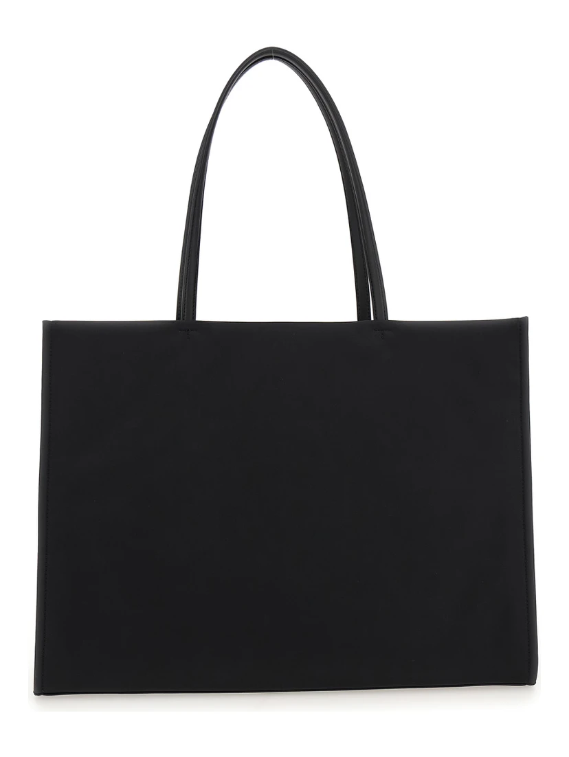Ella Black Large Tote Bag with Tonal Logo Detail in Tech Fabric Woman