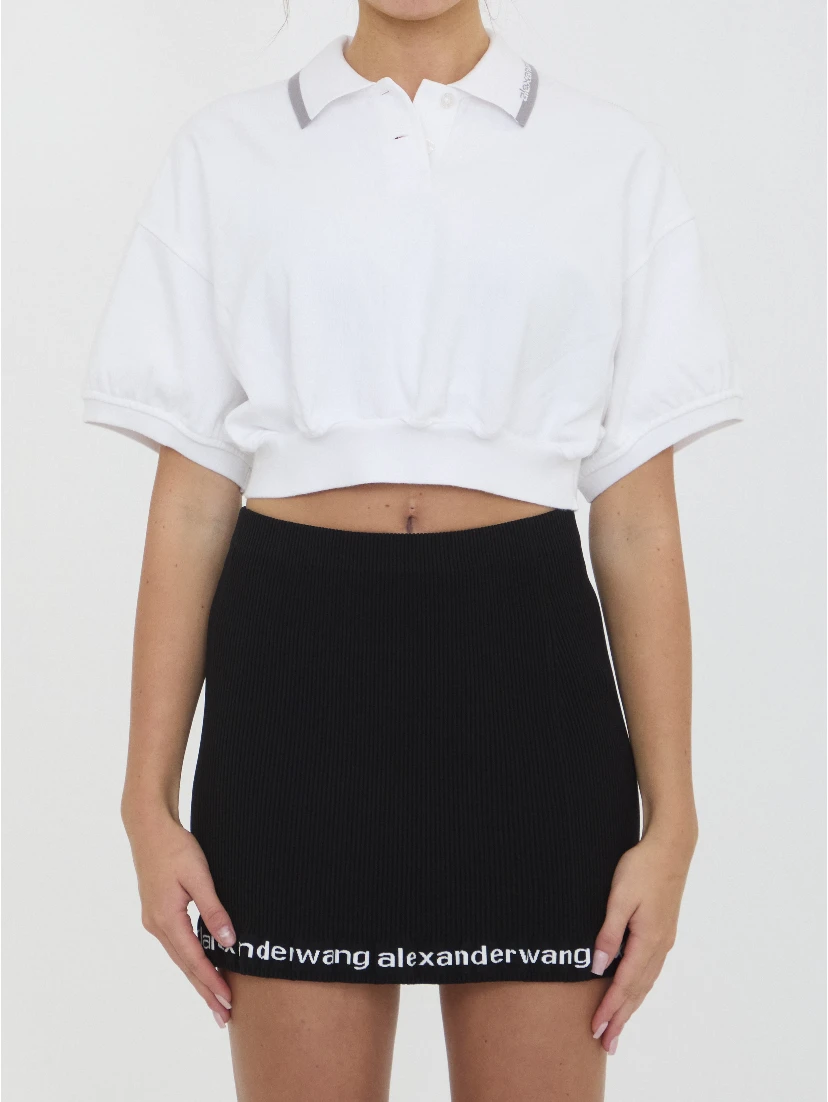 Cropped cotton polo shirt