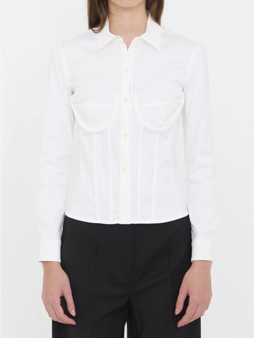 Corsedet shirt in stretch poplin