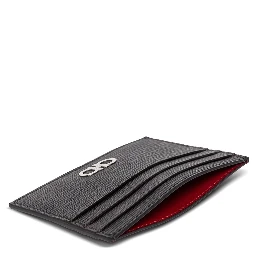 Salvatore Ferragamo Mans Revival Black  Leather Card Holder with Gancini Buckle