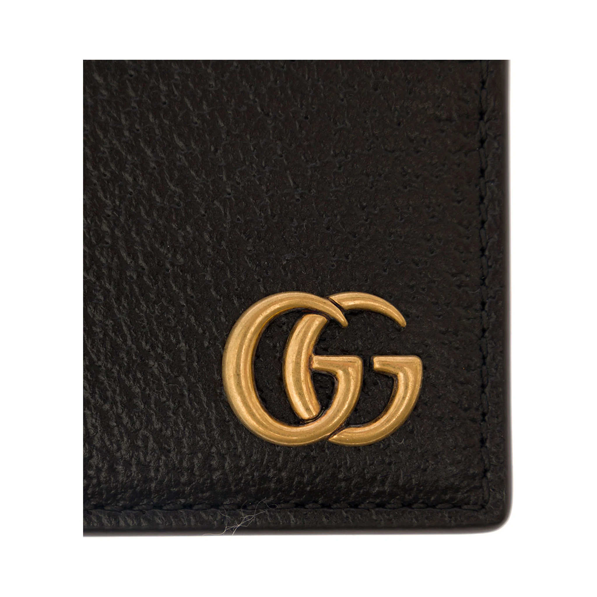 Black GG Marmont Cardholder with Aged-gold Logo in Leather Man