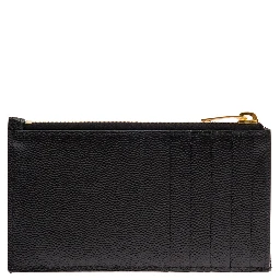 Cassandre Black Embossed Card Holder with Zip and Logo in Leather Woman Saint Laurent