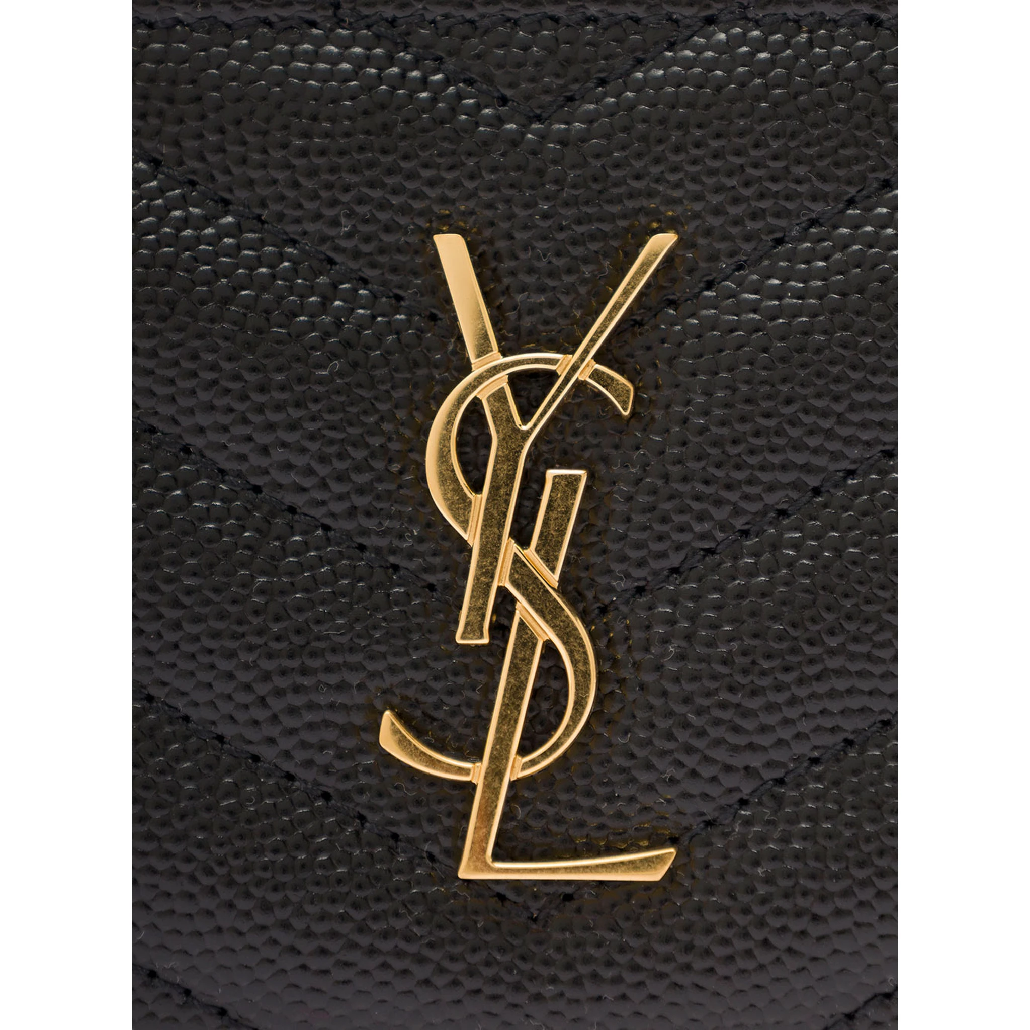 Cassandre Black Embossed Card Holder with Zip and Logo in Leather Woman Saint Laurent