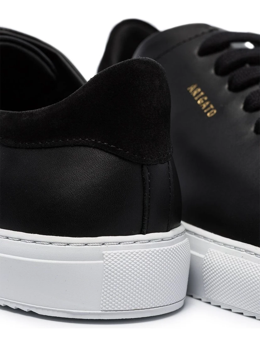 90 Clean Black Low Top Sneakers with Logo Lettering on the Side in Leather Man