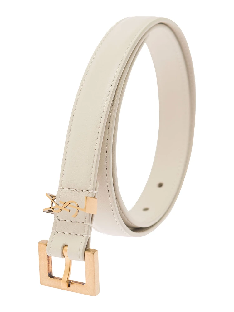 White Belt with Cassandre Logo Buckle in Leather Woman alternative