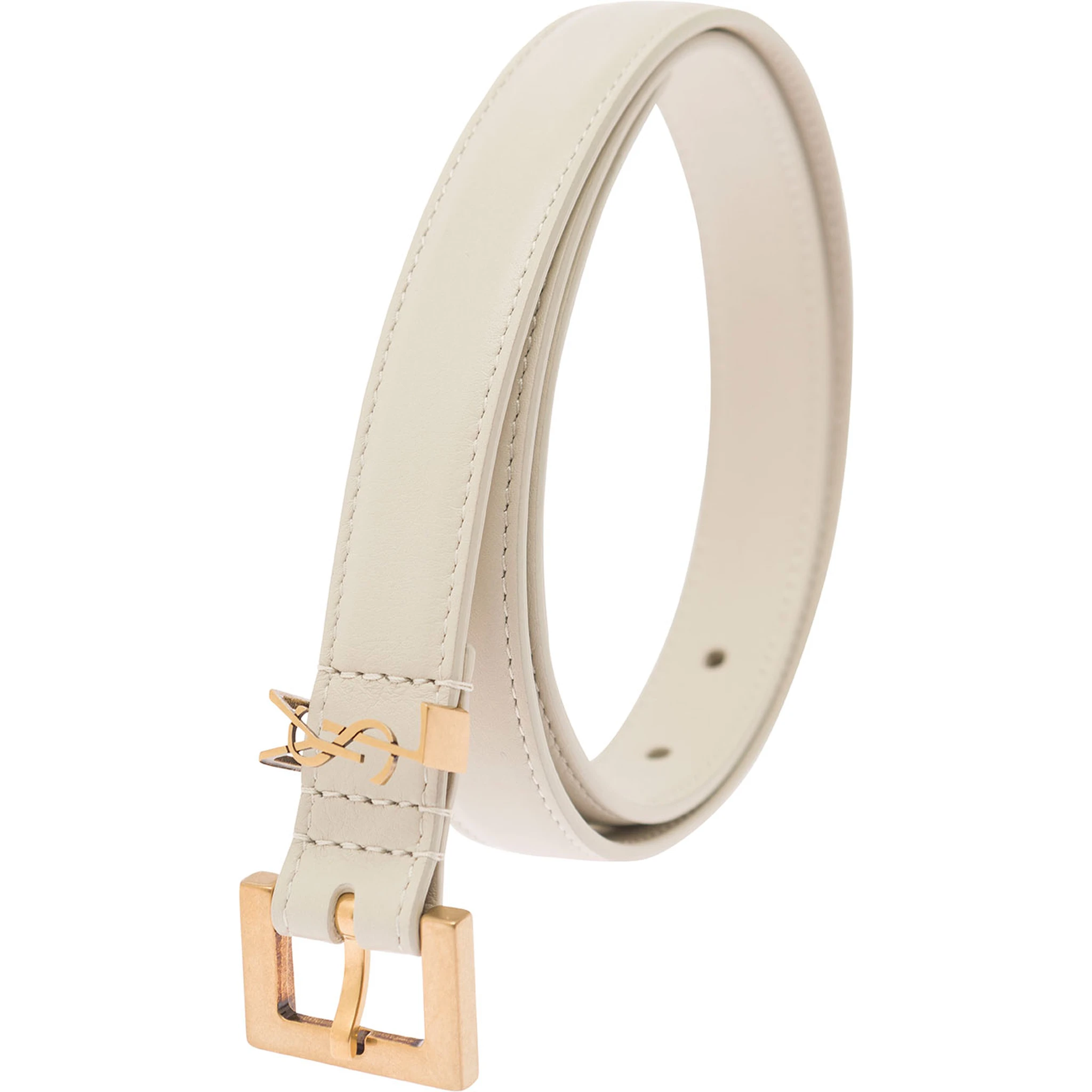 White Belt with Cassandre Logo Buckle in Leather Woman