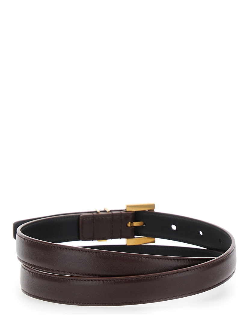 Brown Belt with Cassandre Loop in Leather Woman