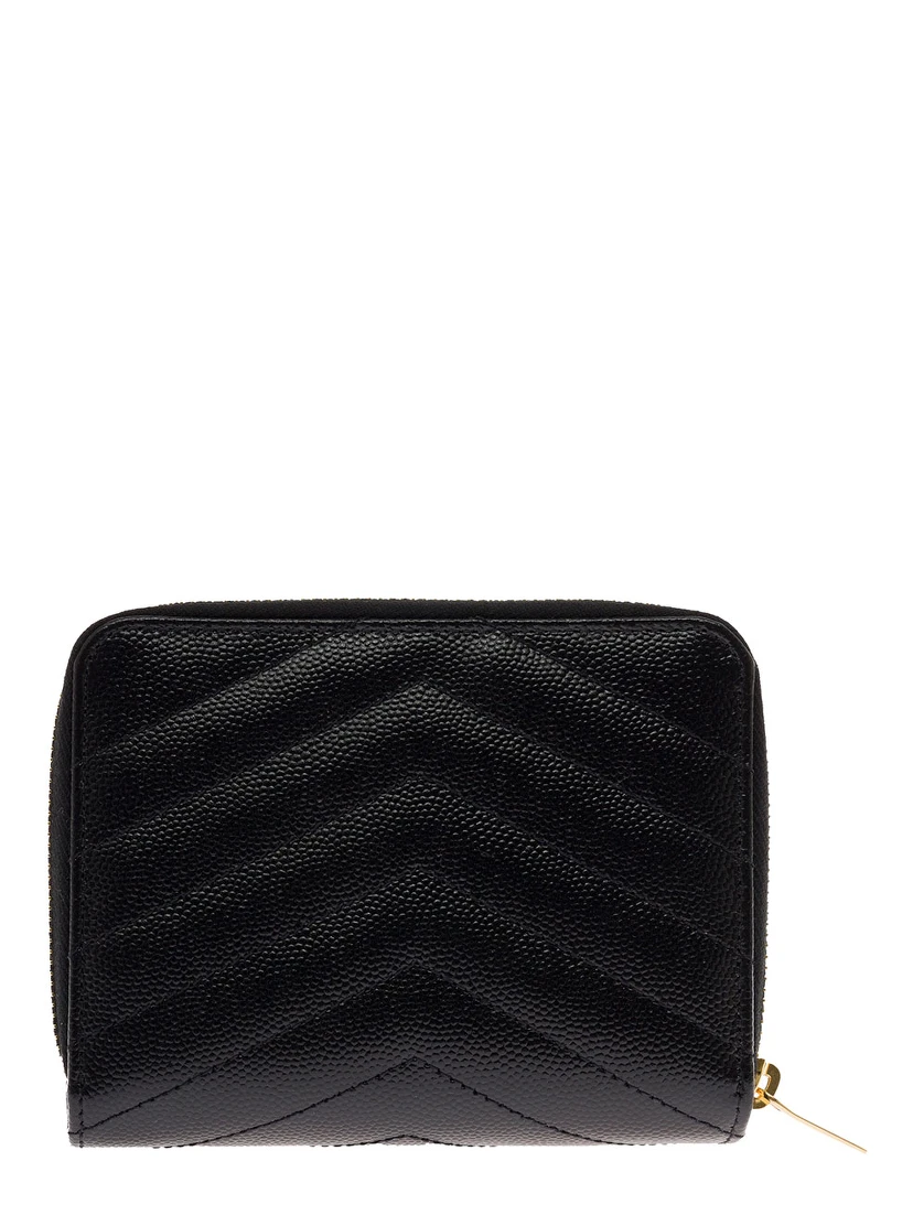 Saint Laurent Womans Black Grain De Poudre Leather Wallet