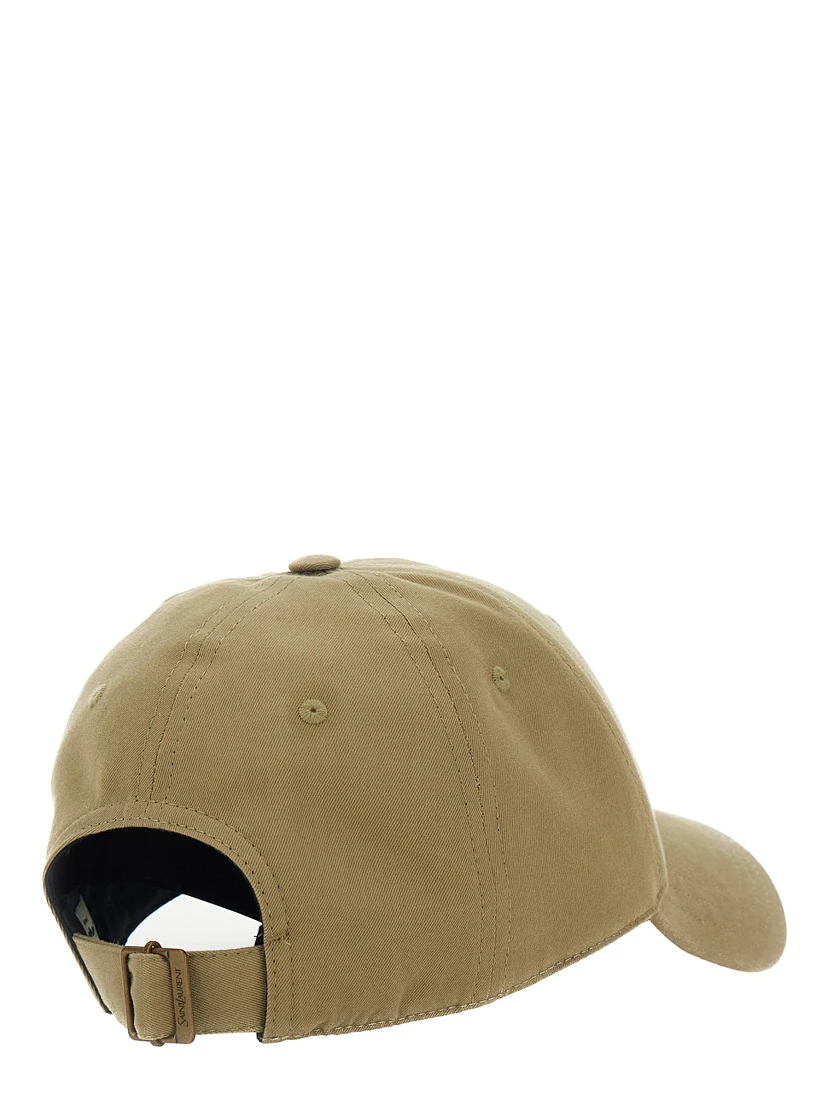 Beige Baseball Cap with Logo Embroidery on the Front in Cotton Man