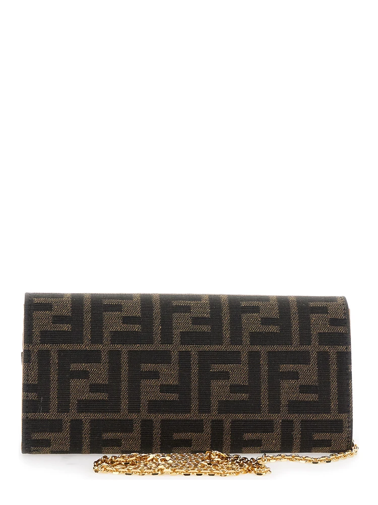 “Continental” Brown Mini Bag with All-Over FF Pattern in Fabric Woman alternative