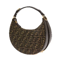 Fendigraphy Small Brown Handbag with FF Motif in Jacquard Fabric Woman