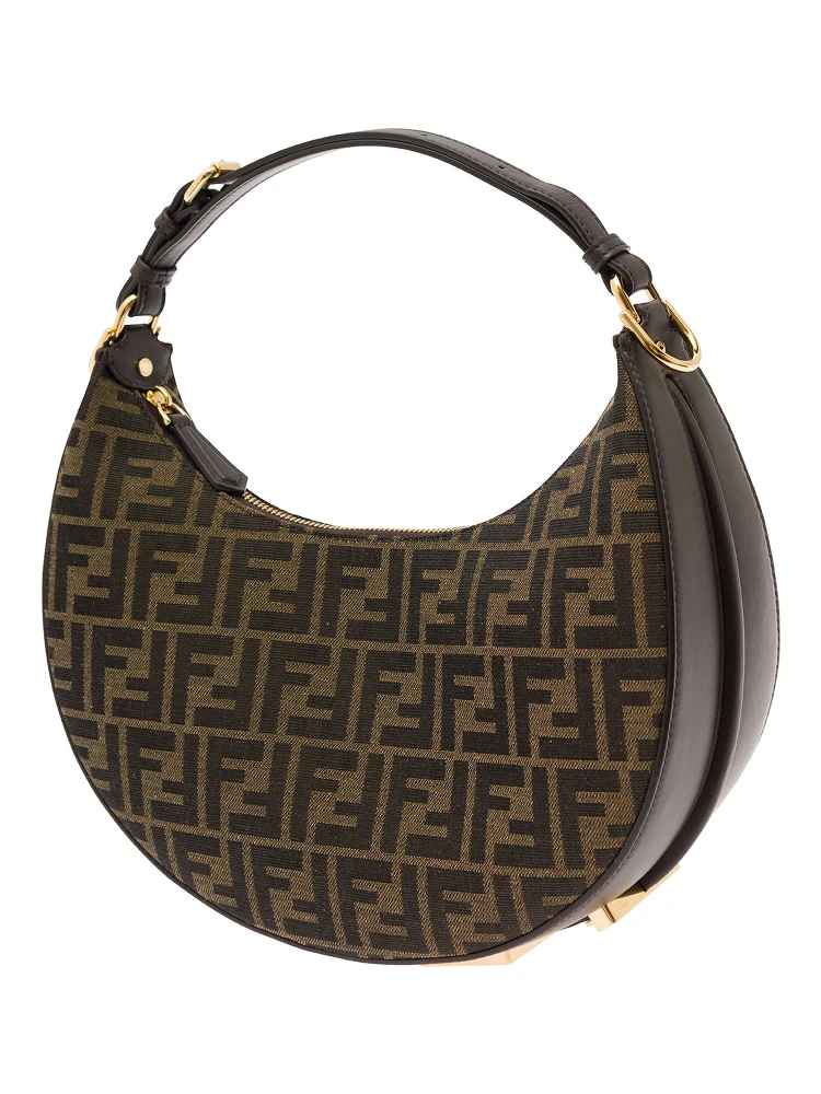 Fendigraphy Small Brown Handbag with FF Motif in Jacquard Fabric Woman alternative