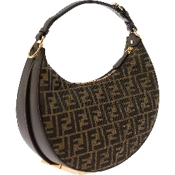 Fendigraphy Small Brown Handbag with FF Motif in Jacquard Fabric Woman