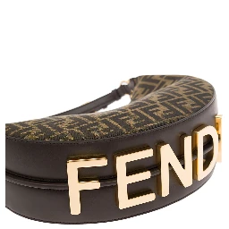 Fendigraphy Small Brown Handbag with FF Motif in Jacquard Fabric Woman