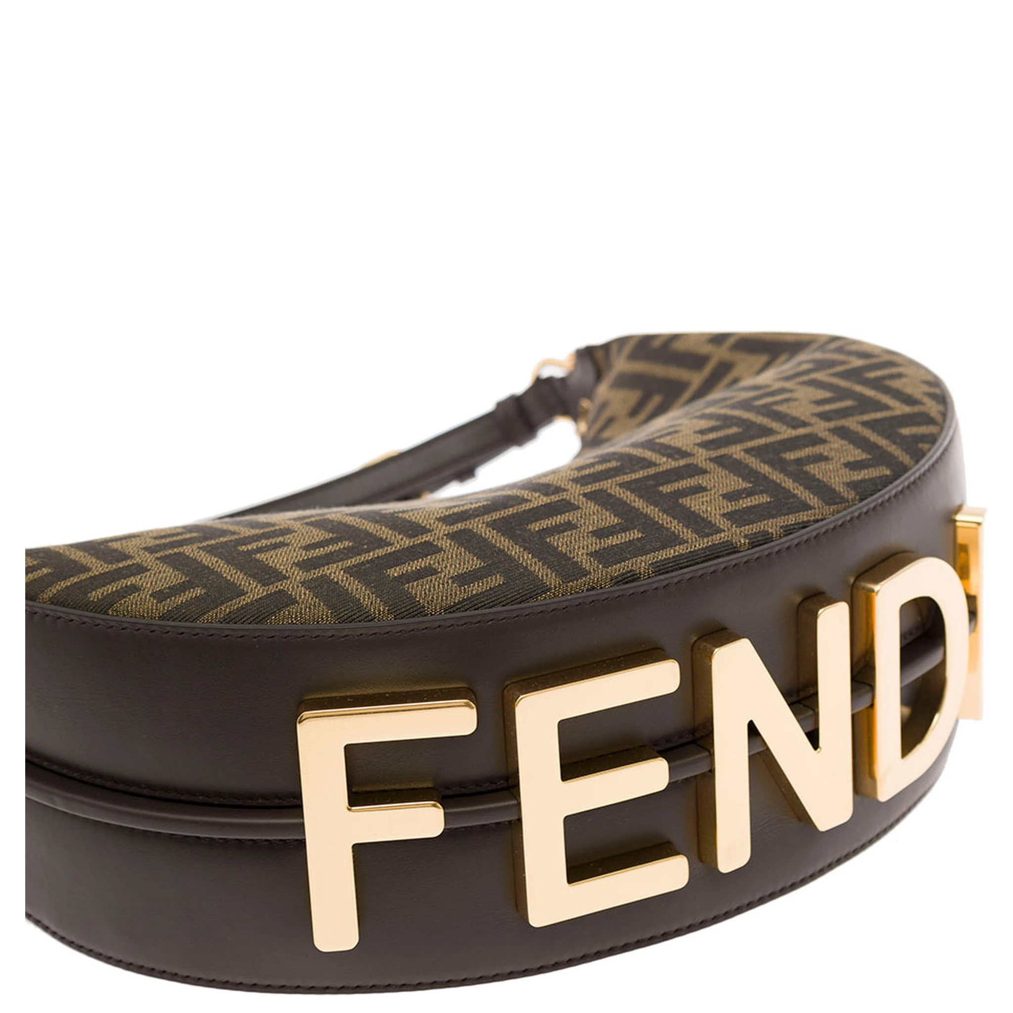 Fendigraphy Small Brown Handbag with FF Motif in Jacquard Fabric Woman