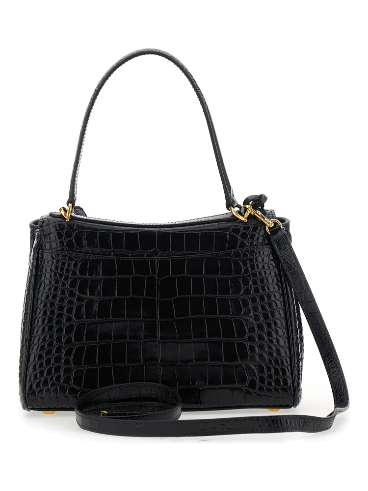 Rodeo Black Small Handbag with Detachable Key Holder in Leather Woman alternative