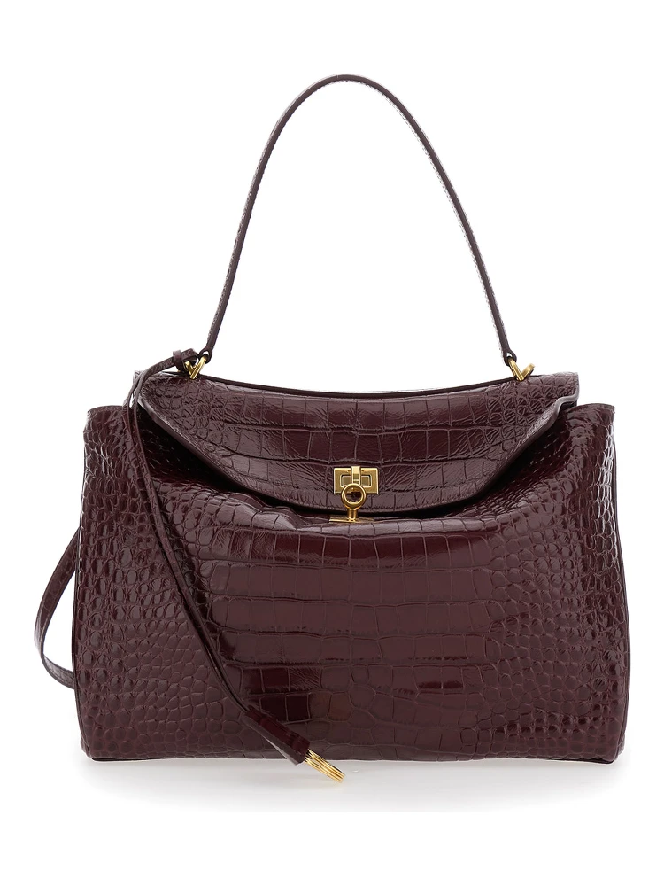 Rodeo Bordeaux Handbag with Removable Shoulder Strap in Leather Woman