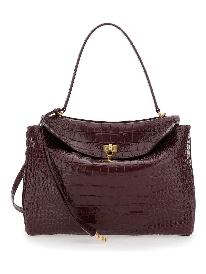 Rodeo Bordeaux Handbag with Removable Shoulder Strap in Leather Woman