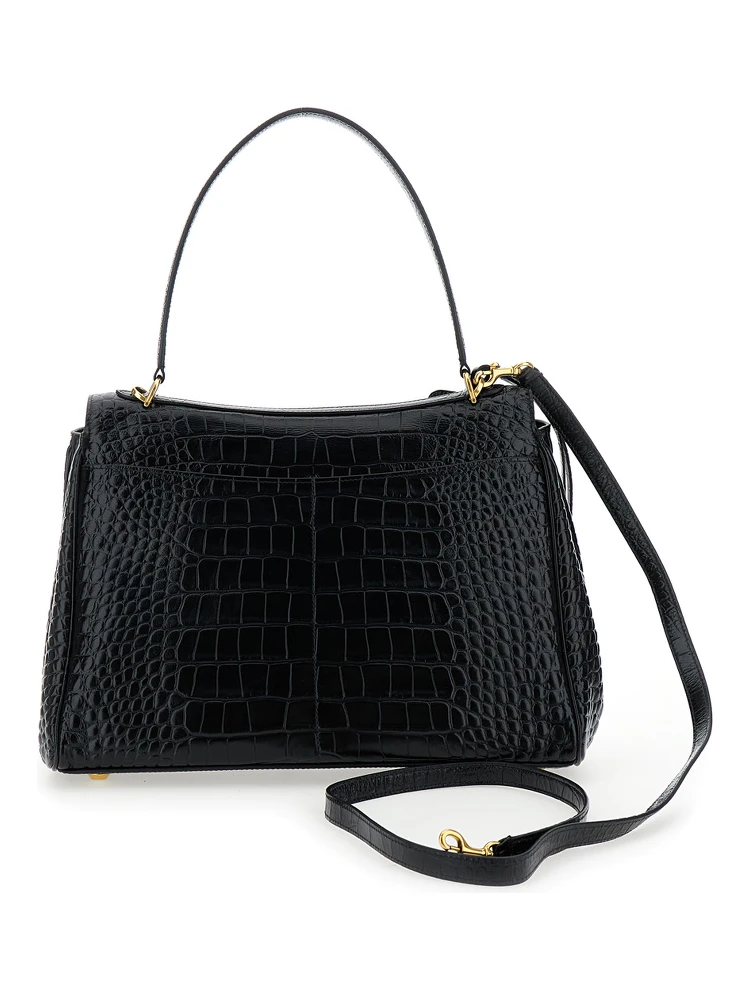 Rodeo Black Handbag with Removable Shoulder Strap in Leather Woman