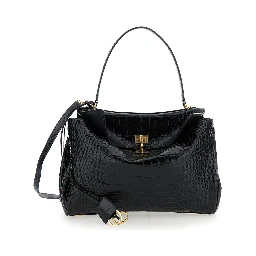 Rodeo Black Handbag with Removable Shoulder Strap in Leather Woman