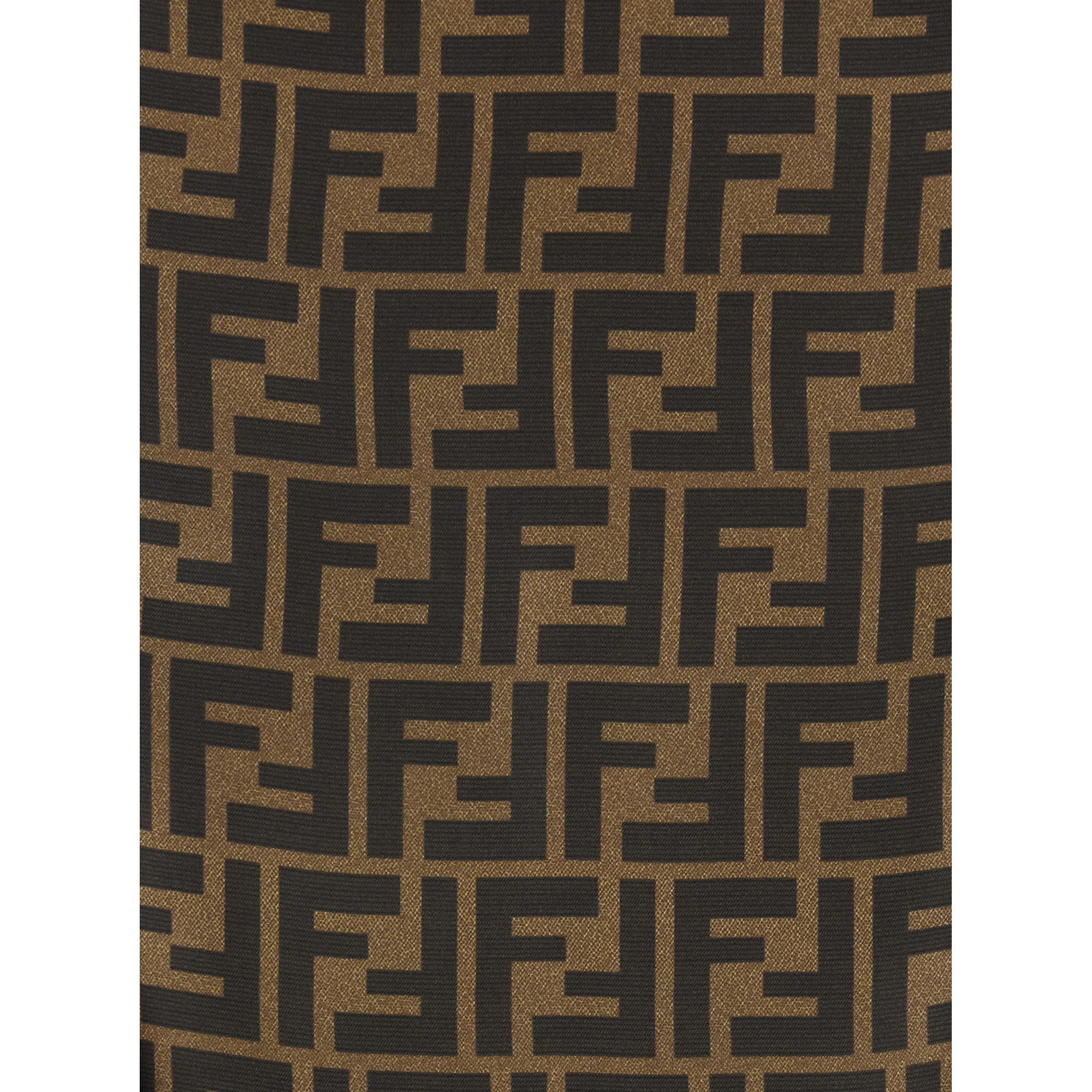 Brown Flared Midi Skirt with All-Over FF Motif in Silk Woman