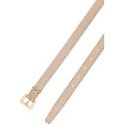 YSL Beige Leather Belt with Logo Buckle Woman Saint Laurent