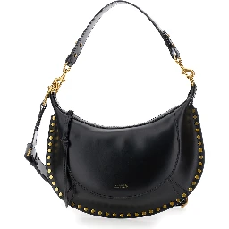 Naoko Black Shoulder Bag with Embossed Logo Lettering on the Front and Removable Shoulder Strap in Leather Woman