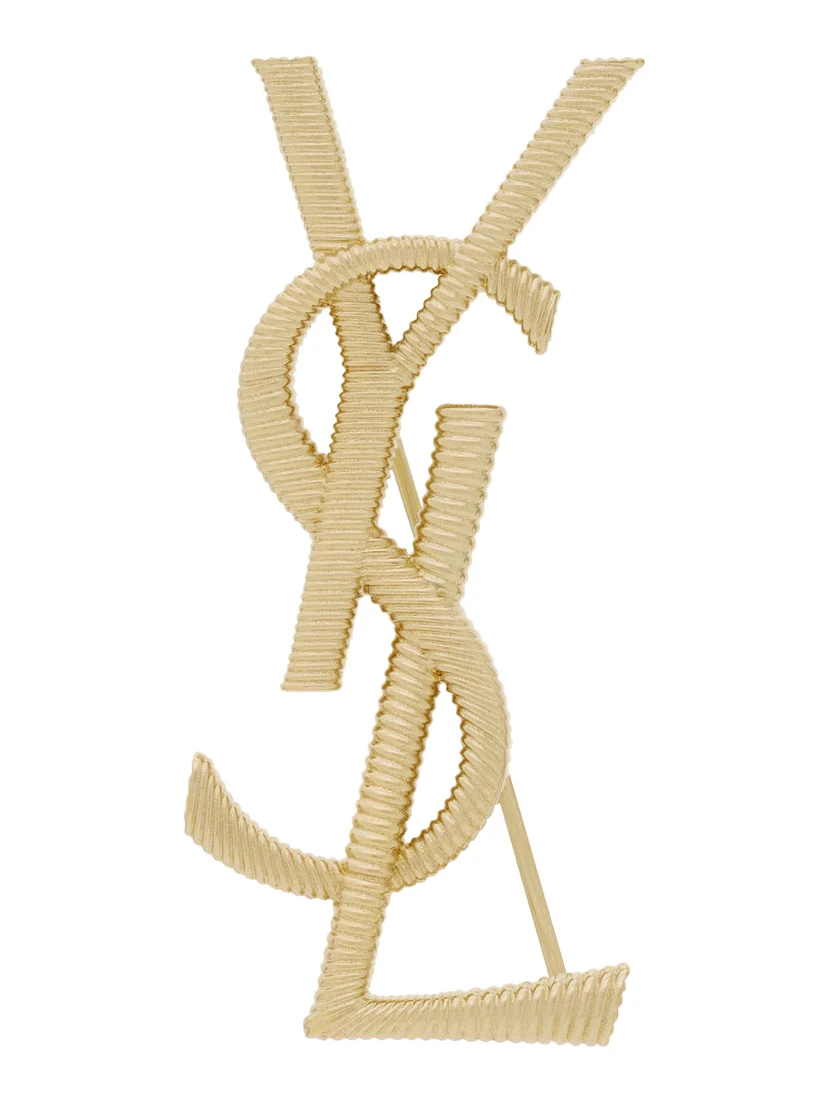 Metallic Cassandre Broche with Rear Closure in Brass Woman