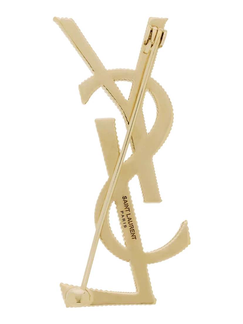 Metallic Cassandre Broche with Rear Closure in Brass Woman