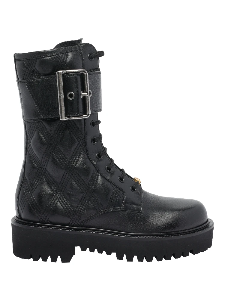 VLogo leather combat boots