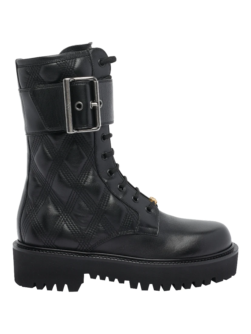 VLogo leather combat boots