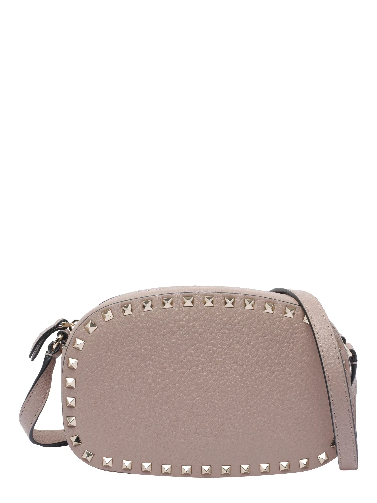 rockstud embellishment leather crossbody bag