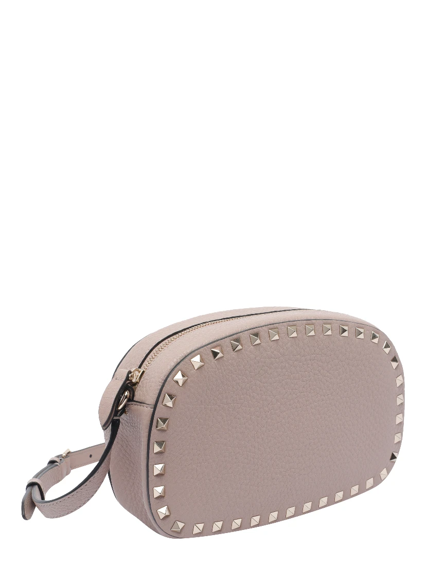 rockstud embellishment leather crossbody bag