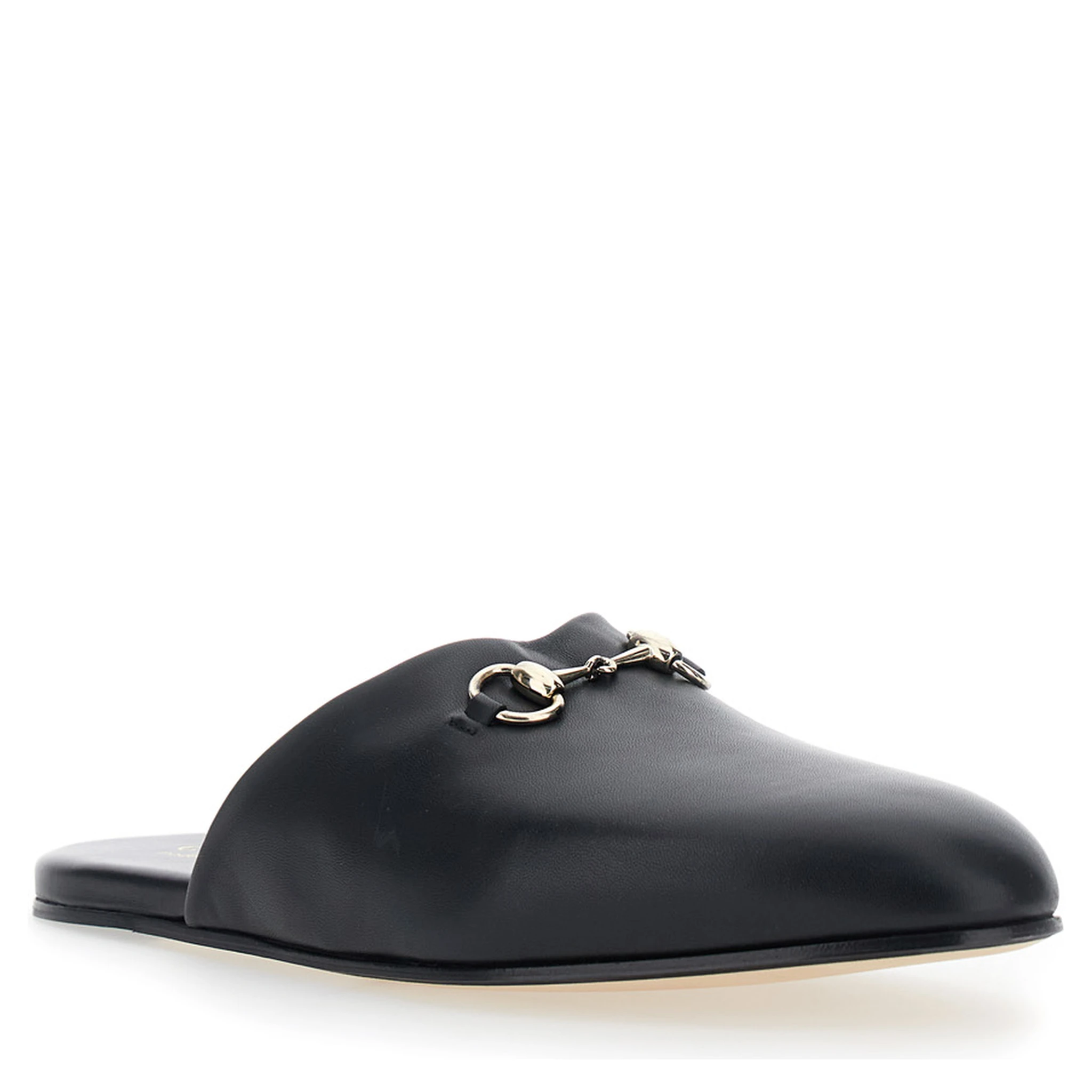Black Mule with Horsebit on the Front in Smooth Leather Man
