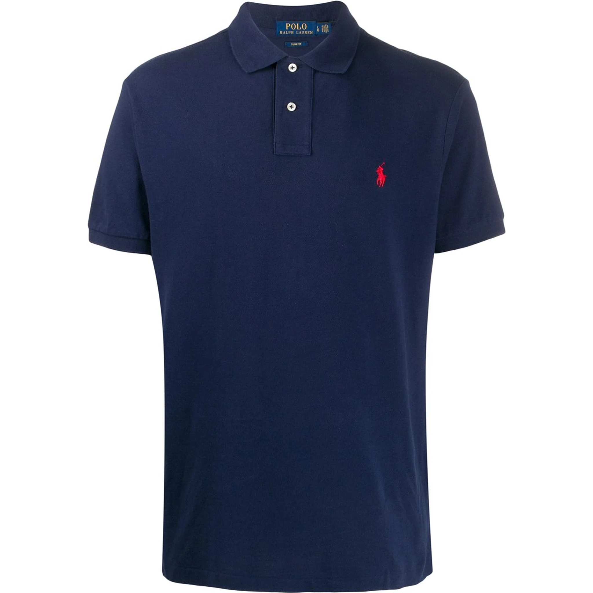 "Slim Fit" Blue Polo Shirt with Classic Collar and Pony Embroidery on the Front in Cotton Piquet Man