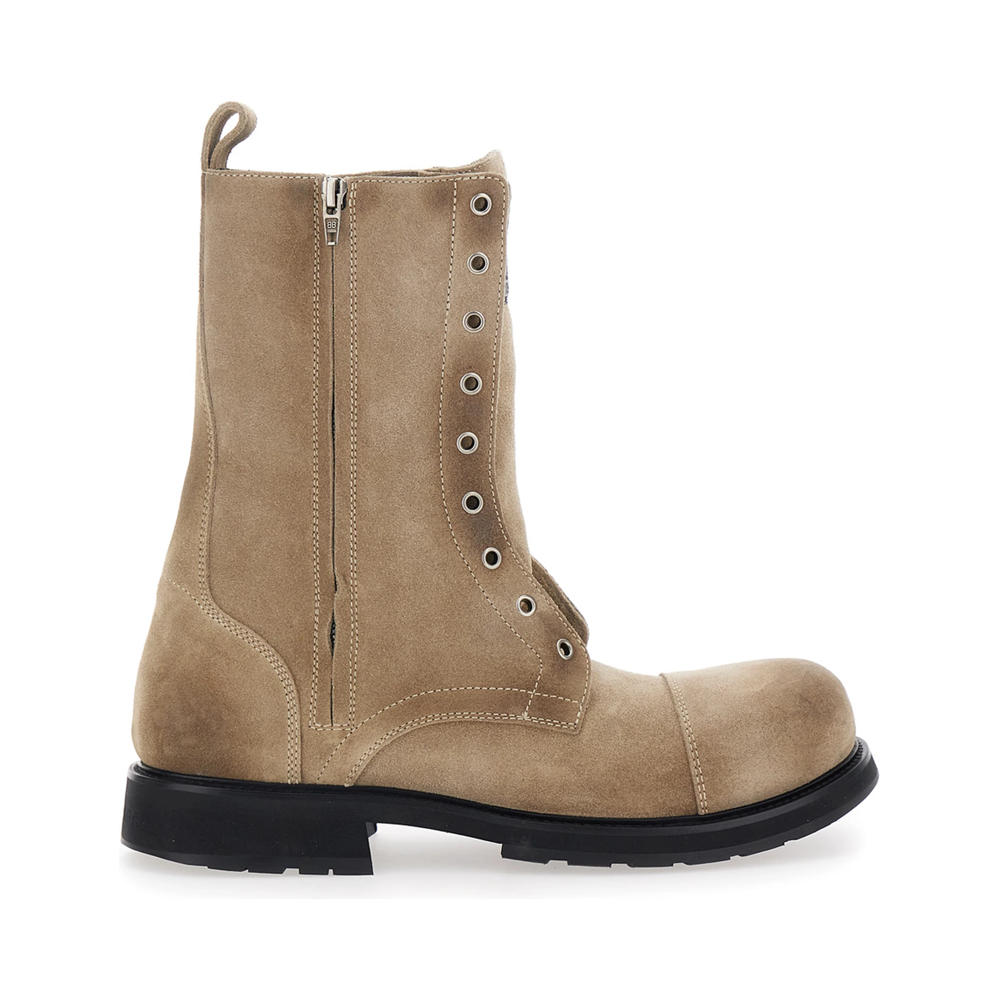 Beige Ankle Boots with Logo Patch on the Front and Logo Lettering on the Rear in Leather Man