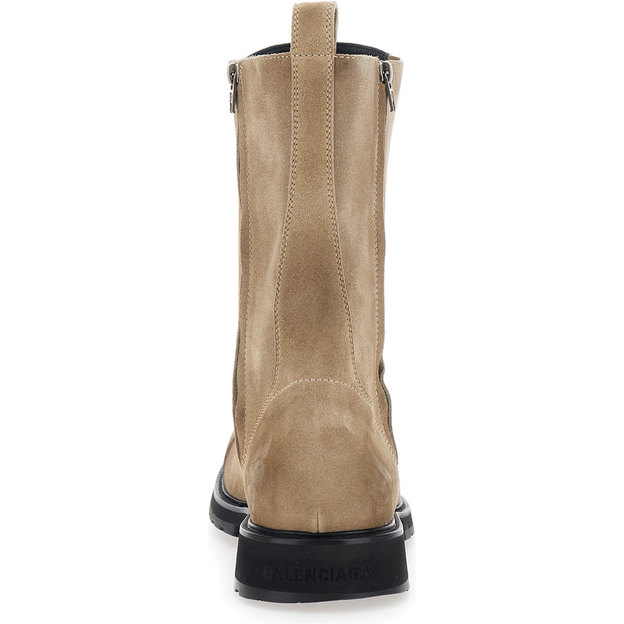 Beige Ankle Boots with Logo Patch on the Front and Logo Lettering on the Rear in Leather Man