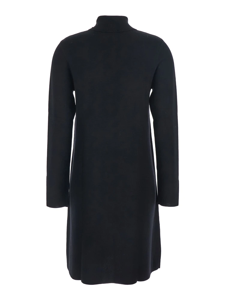 Black Turtneleck Dress with Straight Hem in Wool Woman alternative