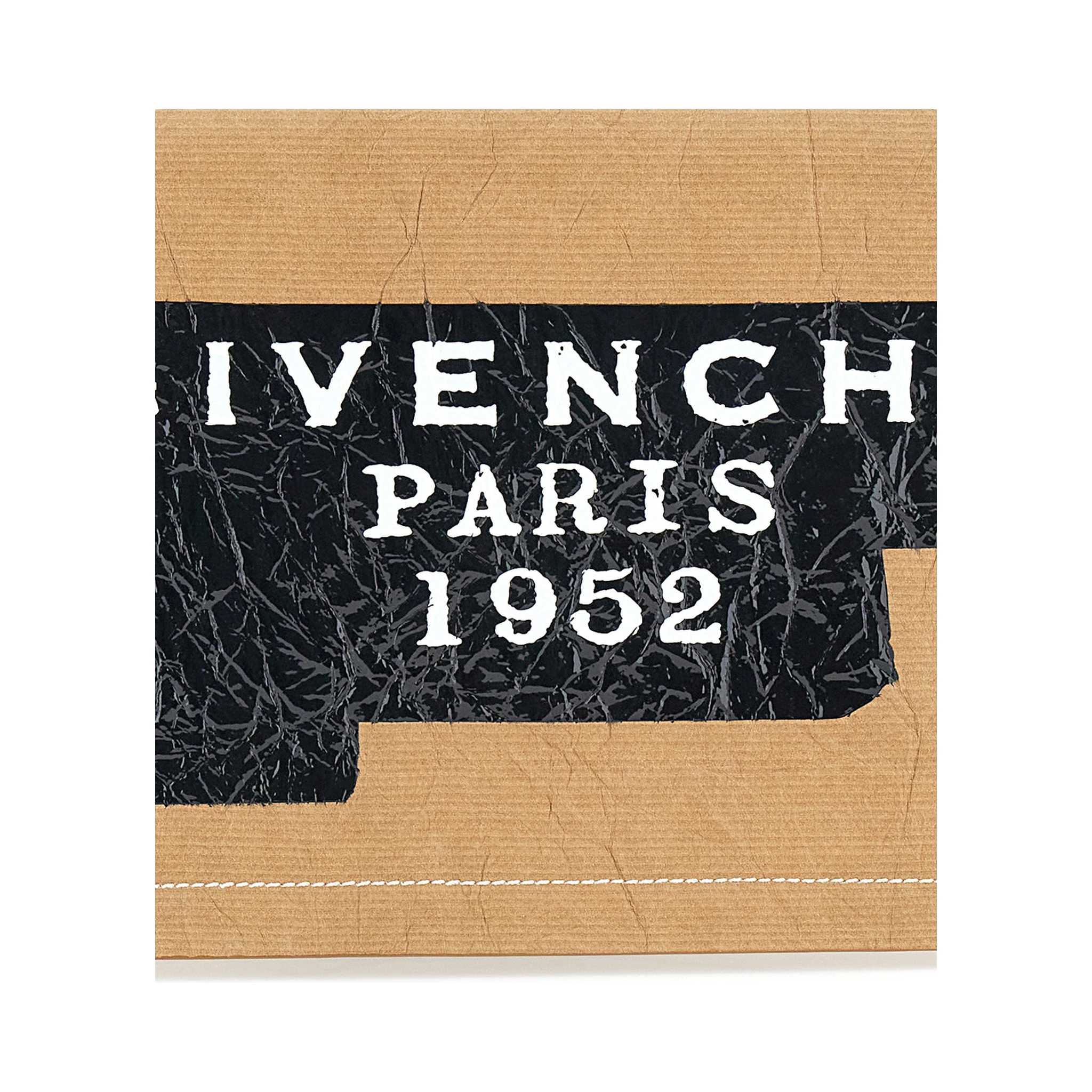 Beige Clutch Bag with Crinkled Effect and Logo Lettering on the Front in Leather Woman