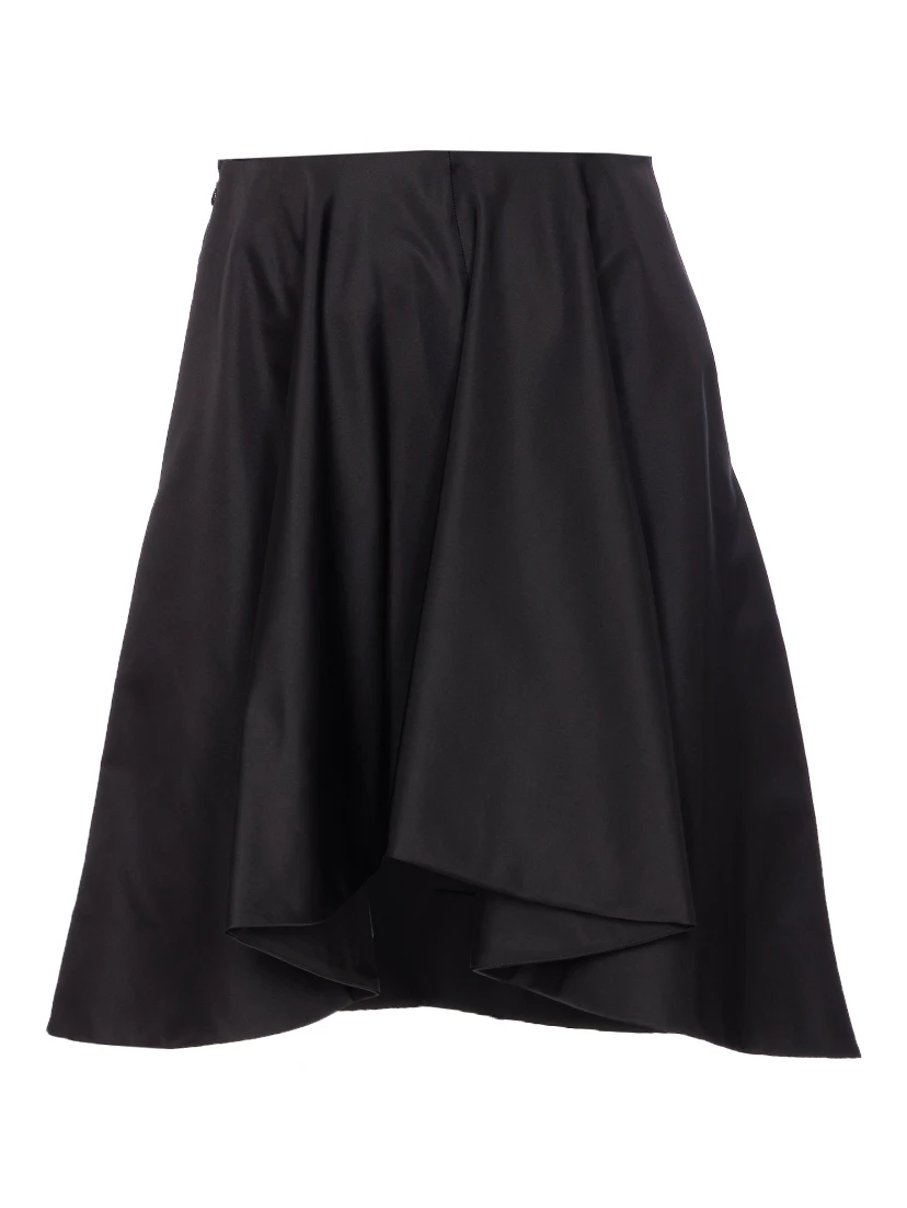 Flared Black Skirt In Silk Blend