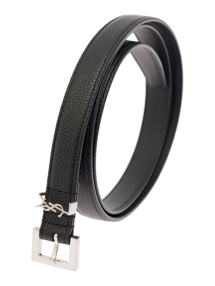 Cassandre Belt with Silver-Colored Buckle in Leather Man